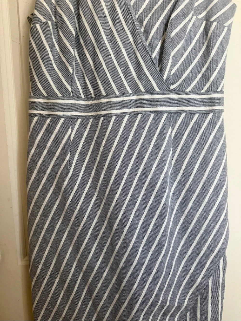 BANANA REPUBLIC Pinstriped Dress Blue & White Petites 10 nwt garden party boho - Picture 4 of 10